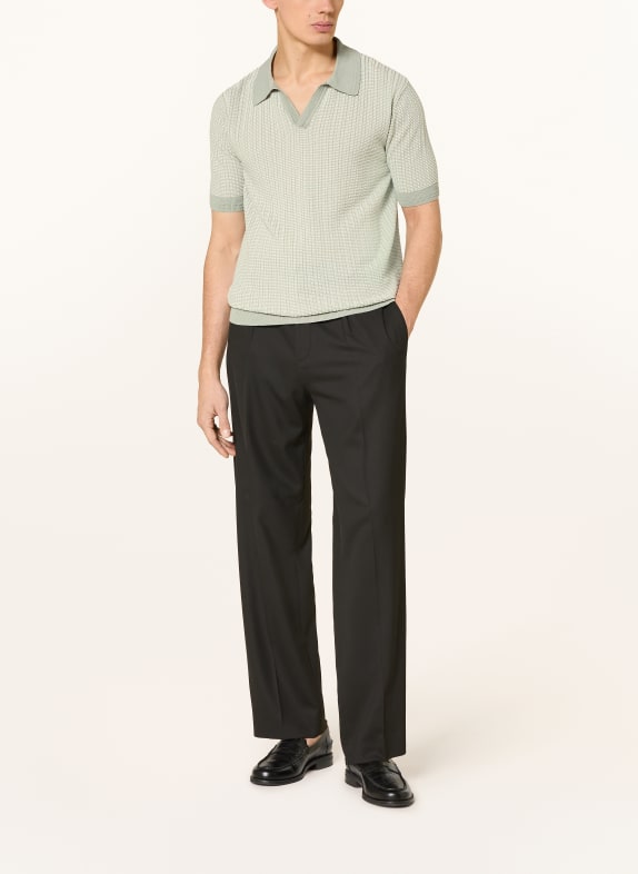 HUGO Gebreid poloshirt SEEROY TURQUOISE