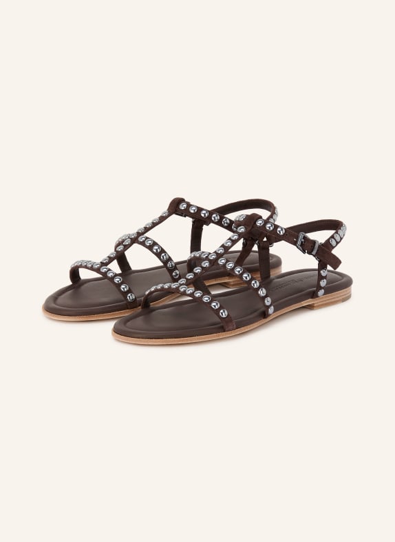 KENNEL & SCHMENGER Sandalen CARLY met studs MARRON FONCÉ / ZILVER