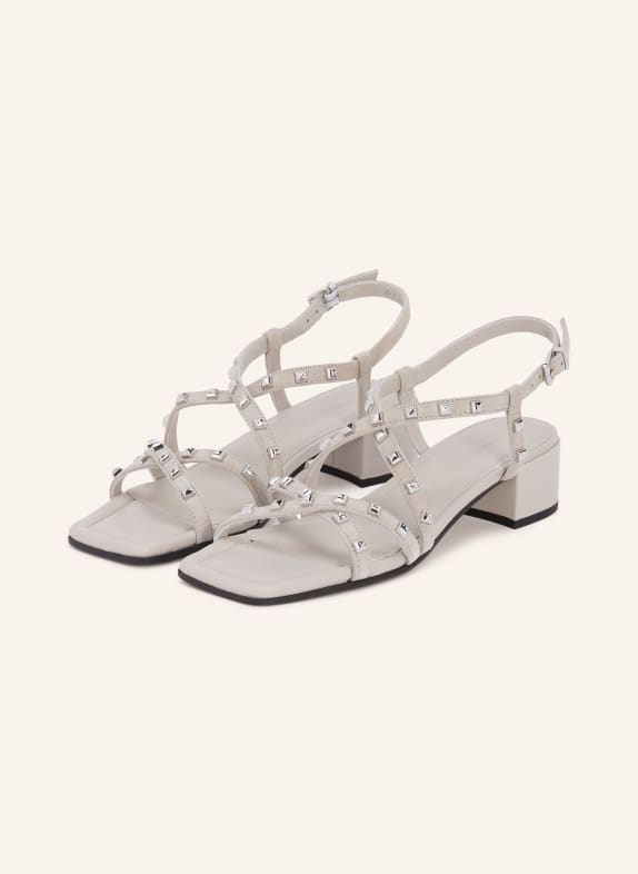 KENNEL & SCHMENGER SAGA sandals with studs LIGHT GRAY / SILVER