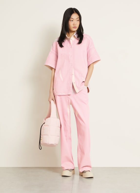 MARNI Oversized spijkerblouse LICHTPAARS / WIT