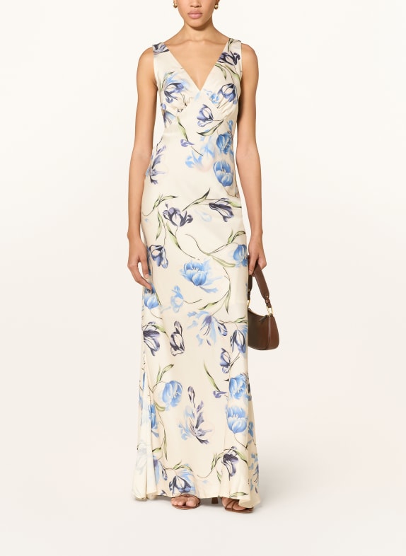 MALINA Satinkleid THELMA ECRU / GRÜN / BLAU