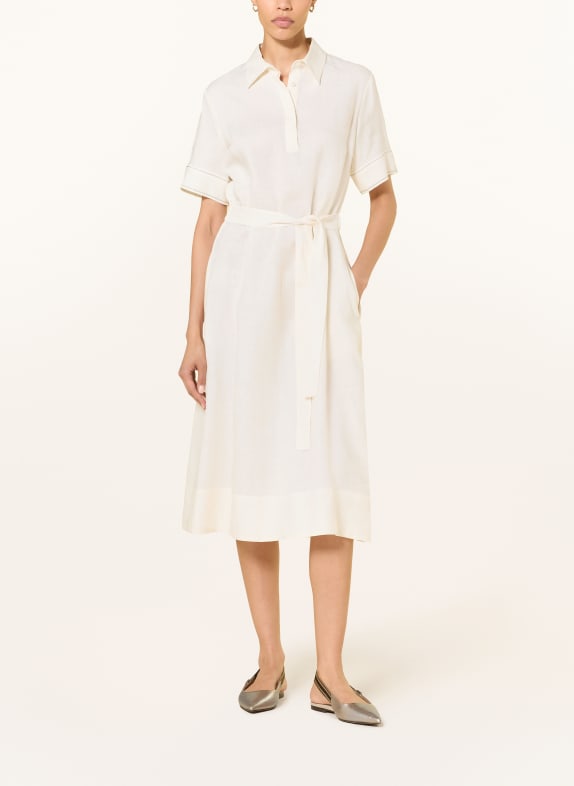PESERICO Leinenkleid mit Schmucksteinen ECRU