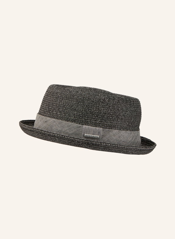 STETSON Straw hat TOYO PORK PIE DARK GRAY / GRAY