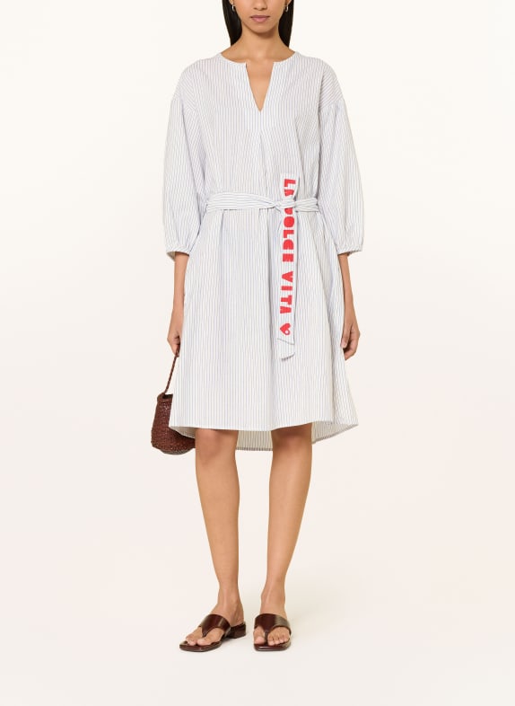 LANIUS Kleid mit 3/4-Arm WEISS / ROT / BLAU