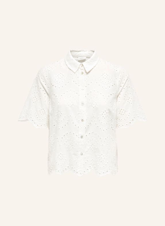 ONLY Bluzka z koronki ażurowanej BIAŁY