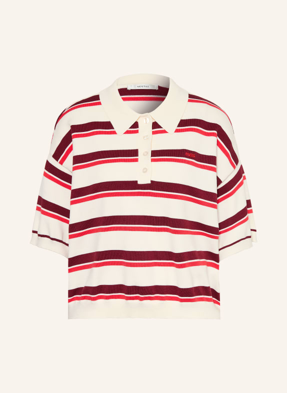 GESTUZ Strick-Poloshirt GZTAIA CREME / DUNKELROT / ROT
