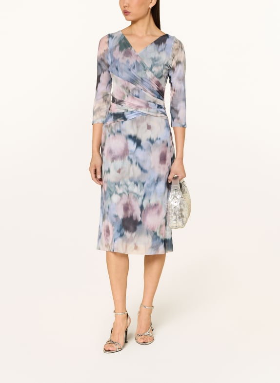 SWING Mesh-Kleid mit 3/4-Arm HELLBLAU / ALTROSA / PETROL