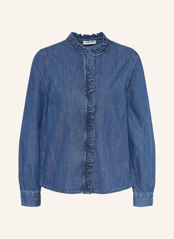 MORE & MORE Denim blouse with ruffles BLUE