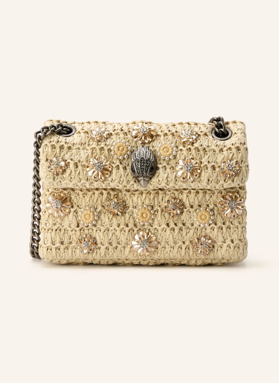 KURT GEIGER Umhängetasche KENSINGTON MINI mit Schmucksteinen BEIGE / SILBER / GOLD