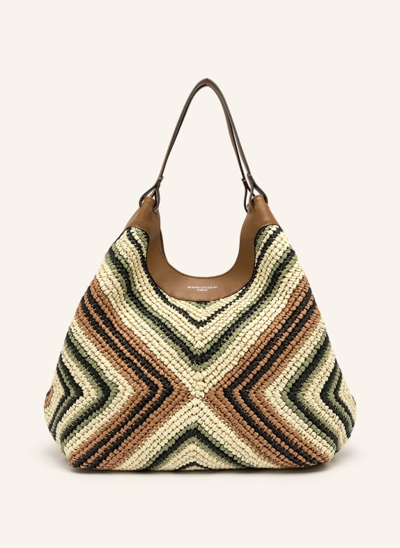 GIANNI CHIARINI Beuteltasche mit Pouch BRAUN / HELLBRAUN / HELLGRÜN