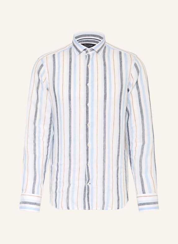 OLYMP SIGNATURE Leinenhemd Casual tailored fit HELLBLAU / DUNKELGRAU / WEISS