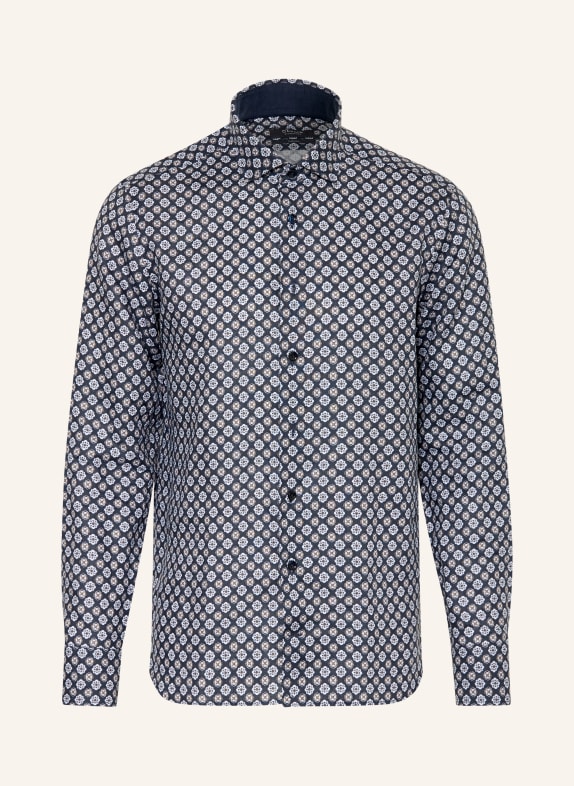 OLYMP SIGNATURE Chemise en lin coupe décontractée BLEU FONCÉ / MARRON / BLEU CLAIR