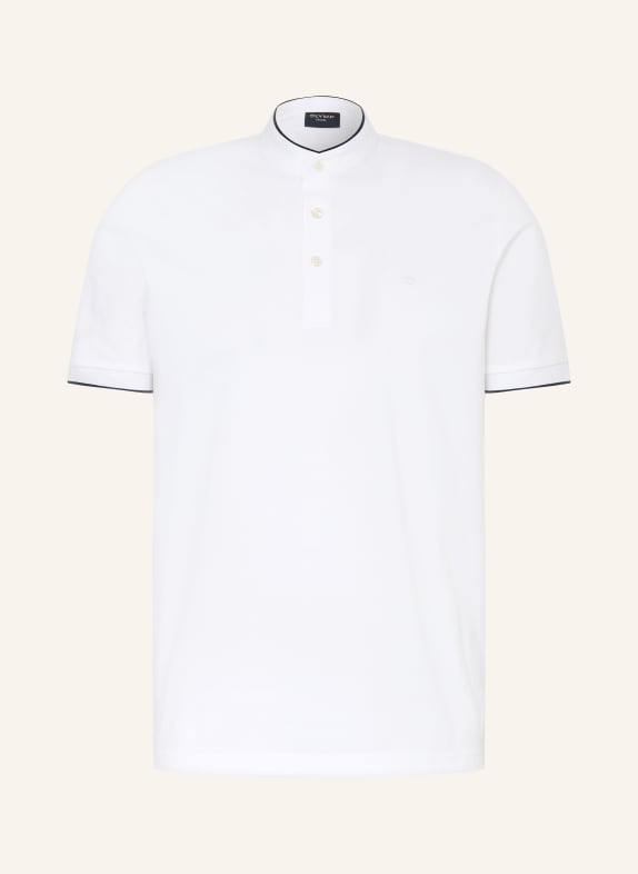 OLYMP Piqué-Poloshirt Casual regular fit WEISS / DUNKELBLAU