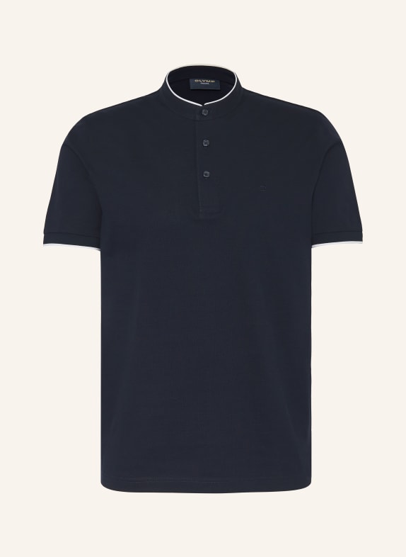 OLYMP Piqué-Poloshirt Casual regular fit DUNKELBLAU / WEISS
