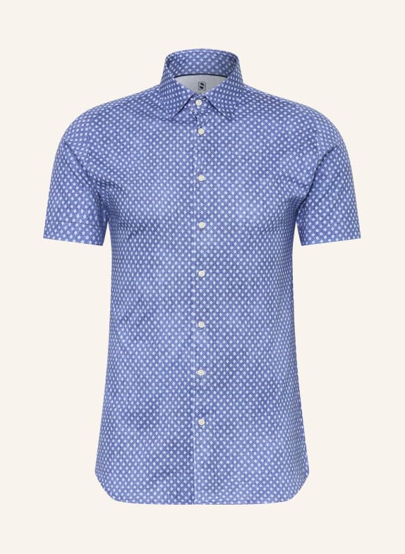 DESOTO Slim fit shirt met korte mouwen van jersey BLAUW / WIT
