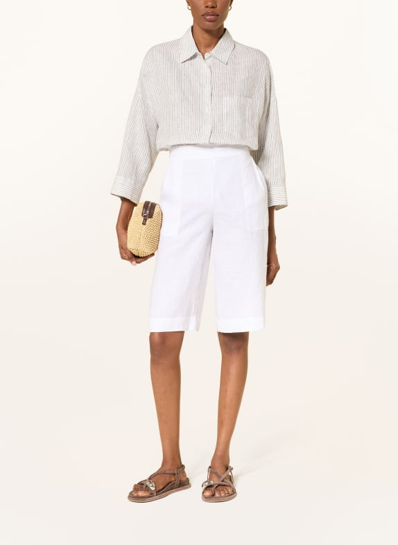 WEEKEND Max Mara Overhemdblouse PANETTO van linnen met 3/4-mouwen WIT / DONKERBLAUW