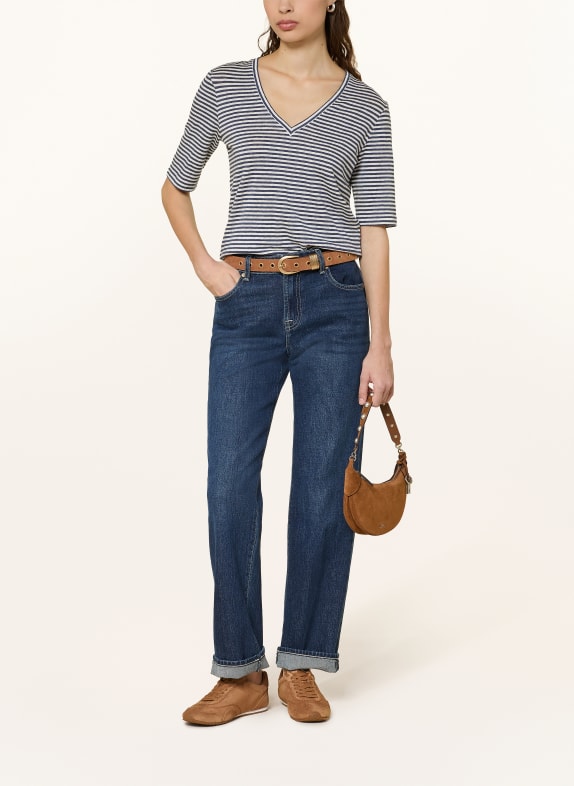 WEEKEND Max Mara T-shirt OPZIONE van linnen DONKERBLAUW / WIT