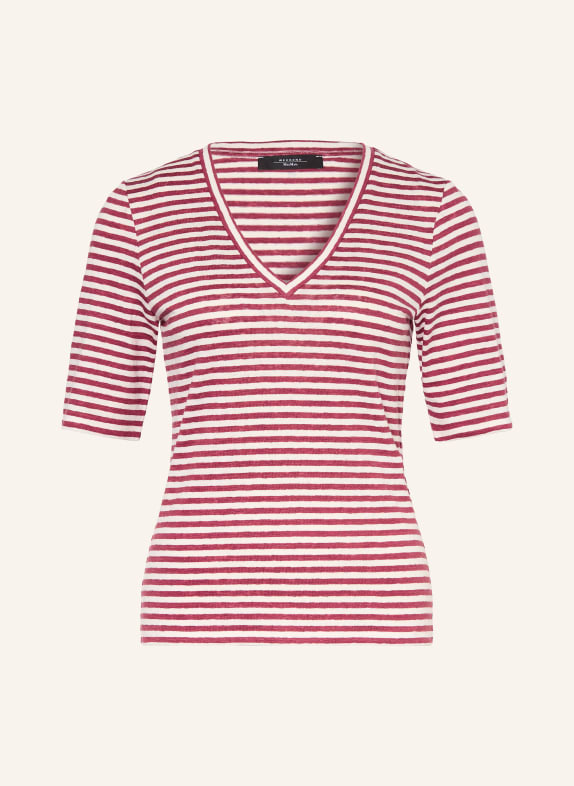 WEEKEND Max Mara T-shirt OPZIONE en lin ROUGE FONCÉ / BLANC