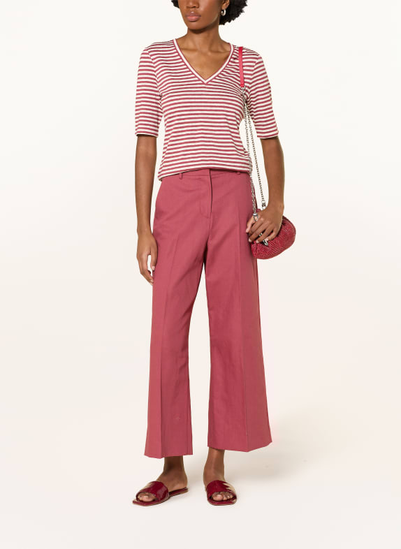 WEEKEND Max Mara Tricou OPZIONE din in ROȘU ÎNCHIS / ALB