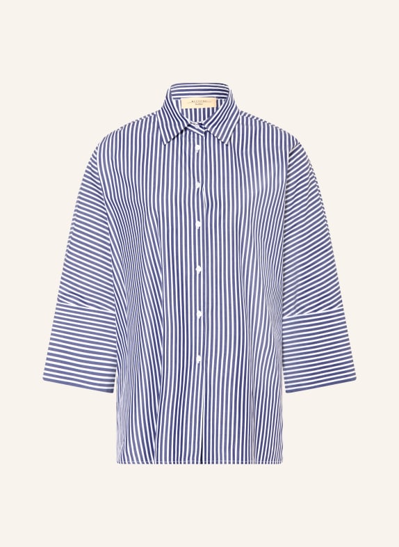 WEEKEND Max Mara HUDSON oversized shirt blouse with 3/4 sleeves DARK BLUE / WHITE