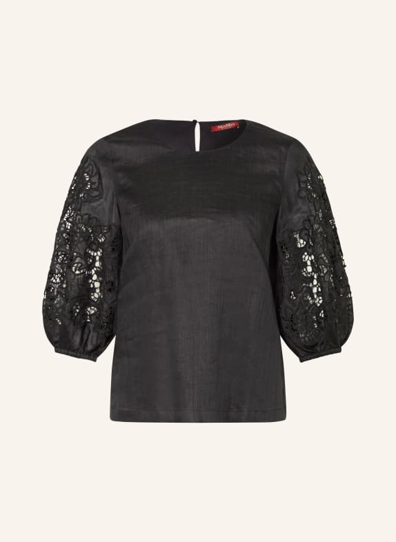 Max Mara STUDIO Blusenshirt MSTORDINE mit 3/4-Arm und Lochspitze SCHWARZ