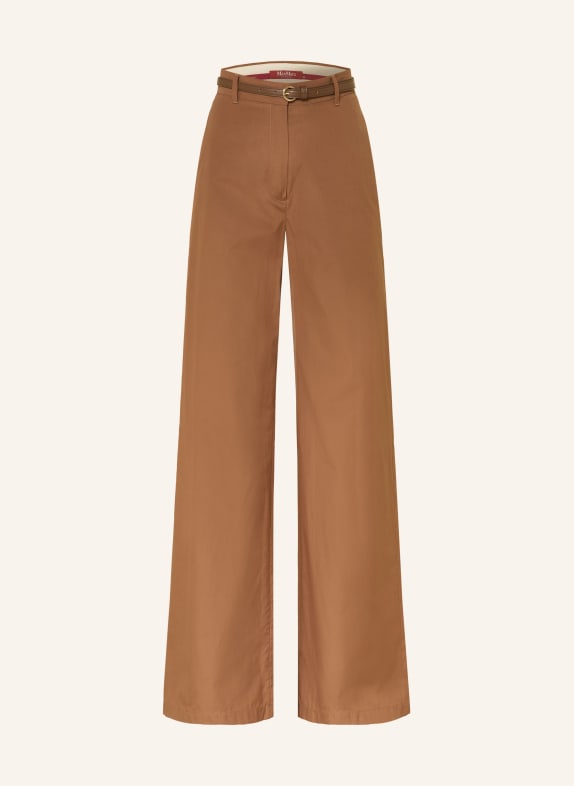 Max Mara STUDIO Spodnie z marlowej tkaniny FAREA BRĄZOWY