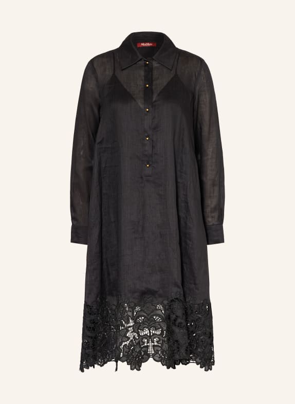 Max Mara STUDIO Sukienka koszulowa MELA z koronką ażurową CZARNY