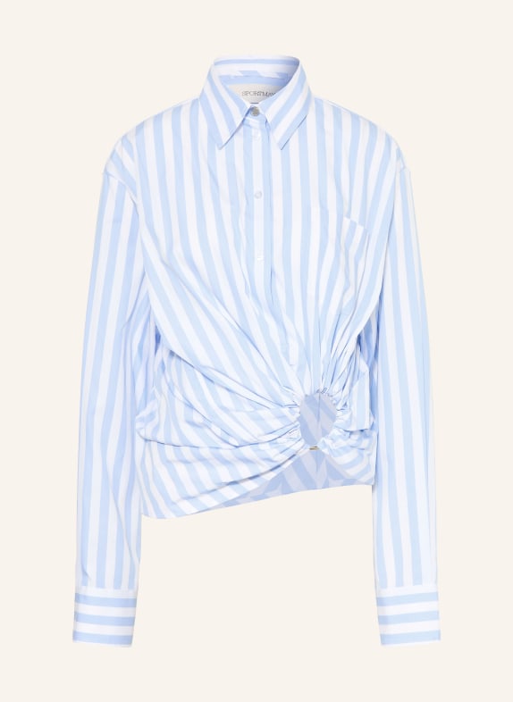 SPORTMAX PALMIZI-blouse met uitsnijding WIT / LICHTBLAUW