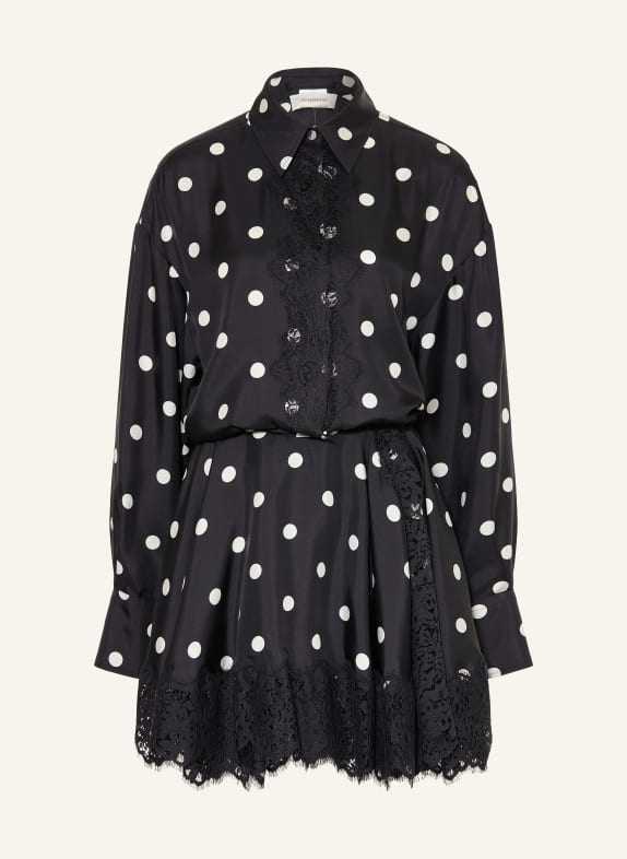 SPORTMAX Wickelkleid BOSSO aus Seide mit Spitze SCHWARZ / WEISS