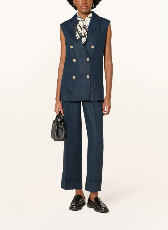 S Max Mara Gilet blazer BIRD en lin BLEU FONCÉ