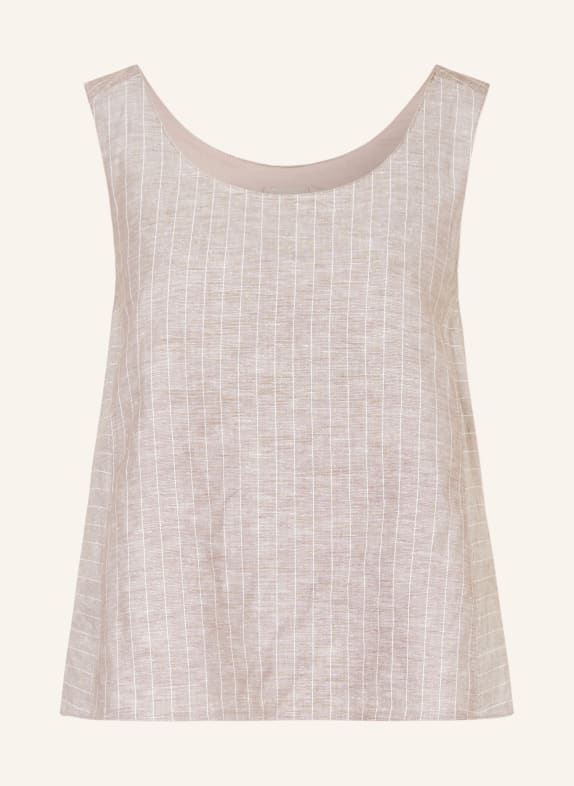 MM by Max Mara Blusentop CALIGA mit Leinen BRAUN / WEISS