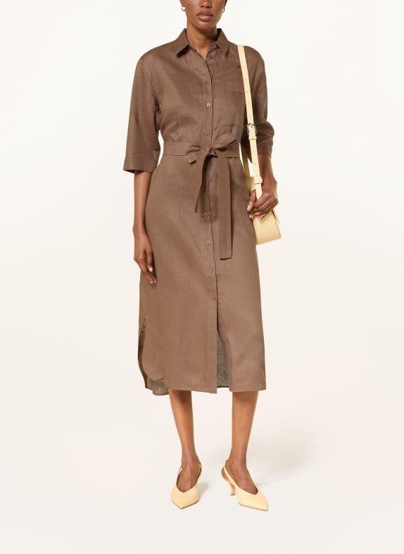 MM by Max Mara Hemdblusenkleid TABELLA aus Leinen BRAUN