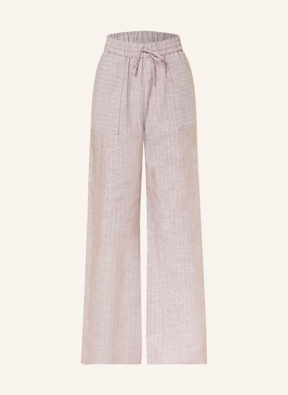 MM by Max Mara Marlenehose FAUNA mit Leinen BRAUN / WEISS