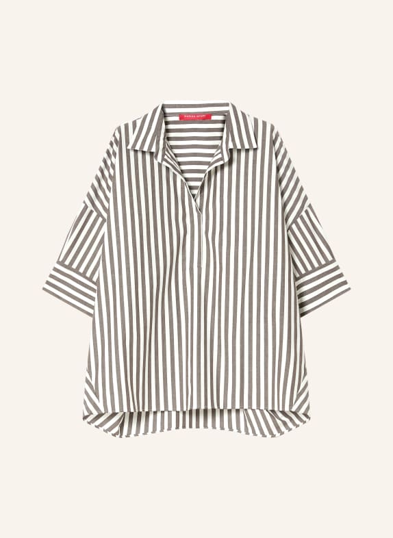 MARINA RINALDI Hemdbluse BOA mit 3/4-Arm BRAUN / WEISS