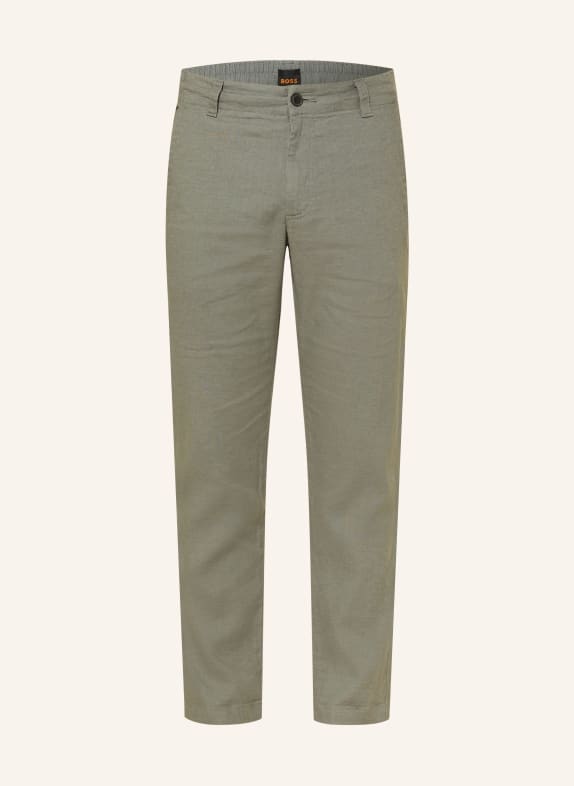 BOSS Linnen chino SANDERSON Regular Fit GRIJS
