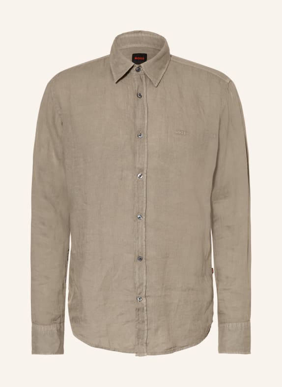 BOSS Leinenhemd RELEGANT Regular Fit DUNKELGRAU