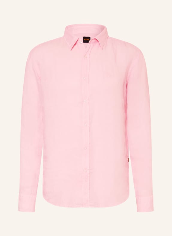 BOSS Linnen overhemd RELEGANT Regular Fit ROSÉ