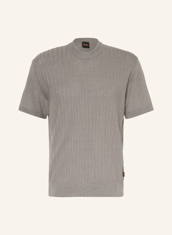 BOSS Strickshirt KAJORDINO mit Leinen GRAU