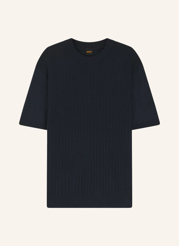 BOSS Strickshirt KAJORDINO mit Leinen DUNKELBLAU