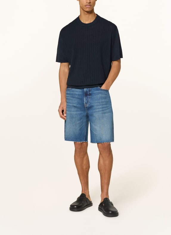 BOSS Strickshirt KAJORDINO mit Leinen DUNKELBLAU