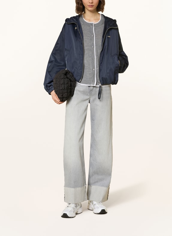 IQ STUDIO satin jacket DARK BLUE