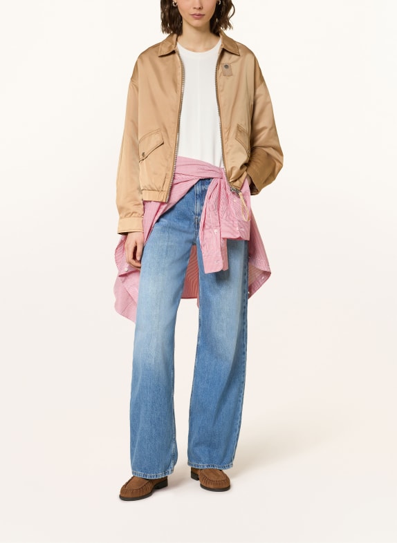 IQ STUDIO satin jacket COGNAC