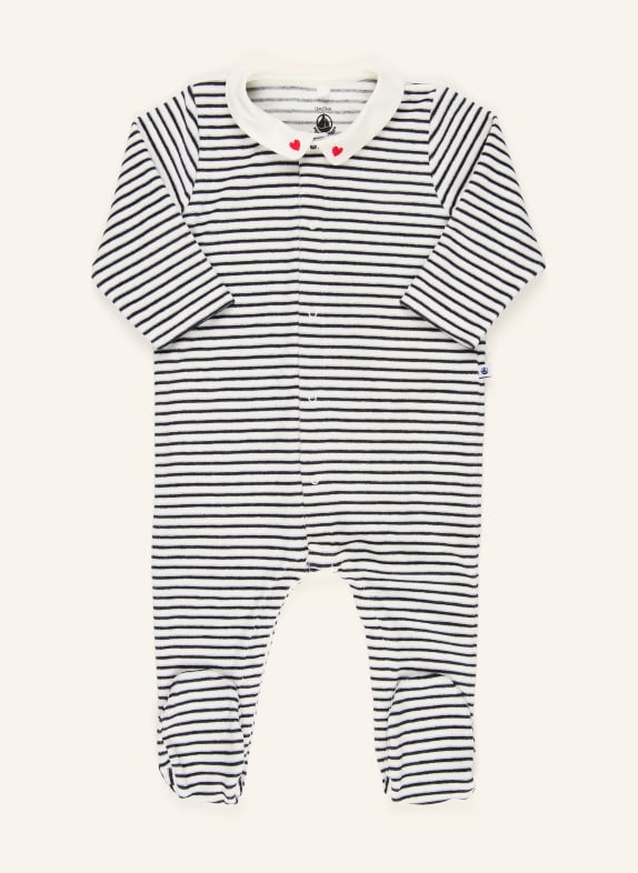 PETIT BATEAU Strampler ECRU / DUNKELBLAU