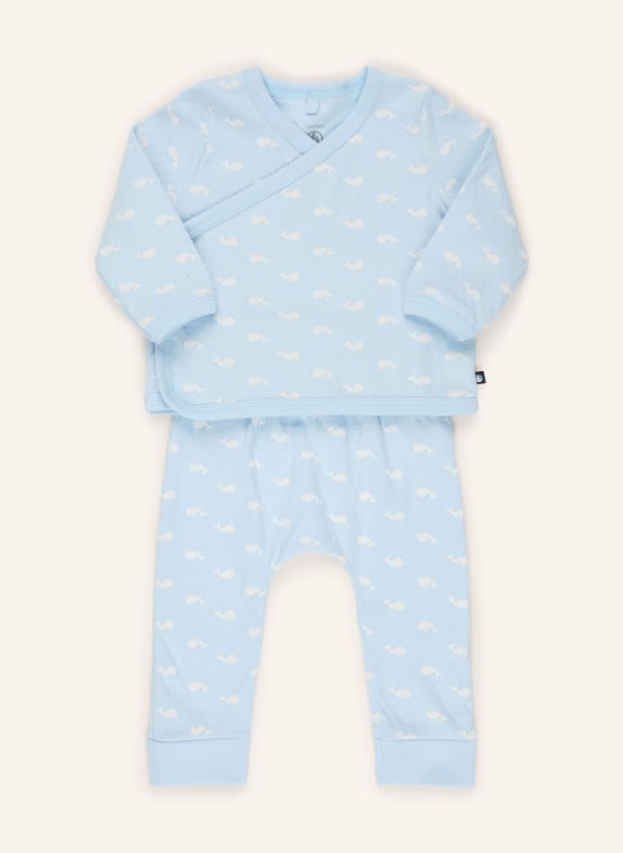 PETIT BATEAU Set: Wickelshirt und Hose HELLBLAU / WEISS