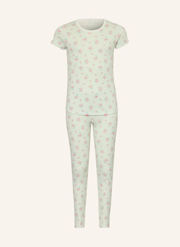 PETIT BATEAU Schlafanzug HELLGRÜN / HELLROT / PETROL