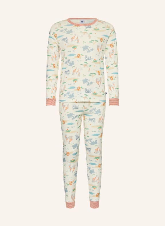 PETIT BATEAU Schlafanzug ECRU / ORANGE / GRÜN