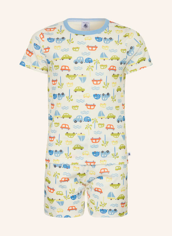 PETIT BATEAU Shorty-Schlafanzug ECRU / ROT / BLAU