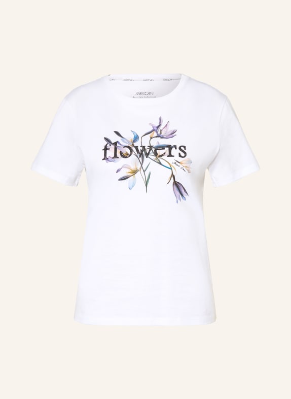 MARC CAIN T-Shirt mit Schmucksteinen 100 WHITE