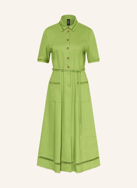 MARC CAIN Shirt dress with linen and lace 526 garden green
