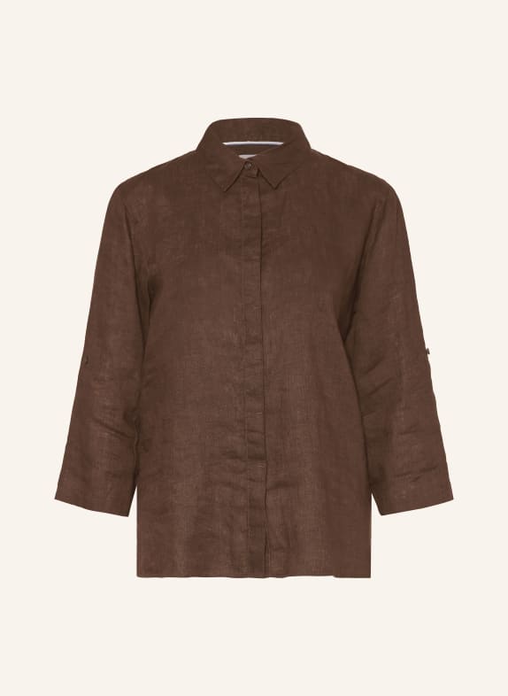 BRAX Overhemdblouse VICKI van linnen met 3/4-mouwen MARRON FONCÉ